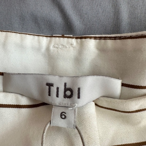 Tibi Bianca Crop Pant Ivory Multi Womens Size 6 High Waist Wide Leg Preppy - Picture 6 of 16